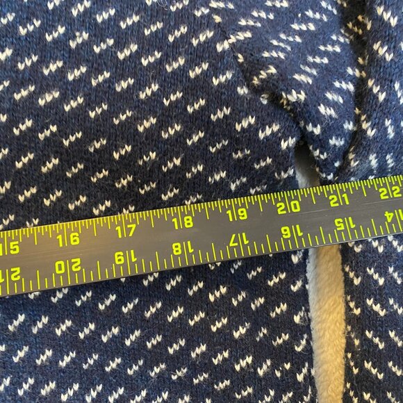 American Eagle Men's Birds Eye Sweater Large Navy & White Patterned Shawl Collar - Picture 5 of 7